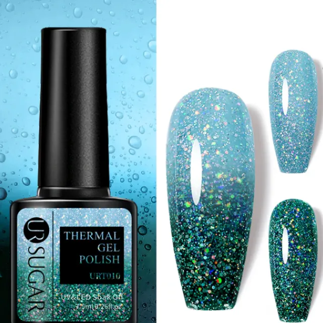 Temperature-responsive glitter gel varnish