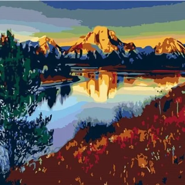 Painting by numbers - different variations of beautiful scenery