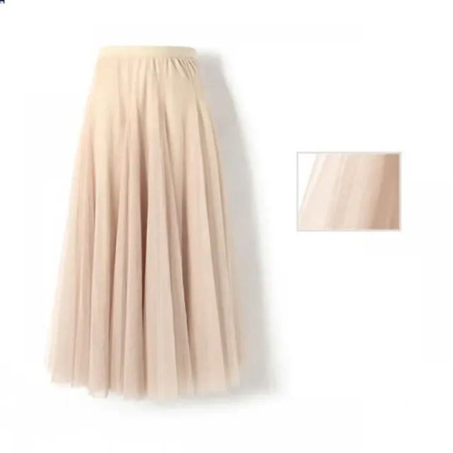 Women's translucent tulle skirt with high waist and polishering