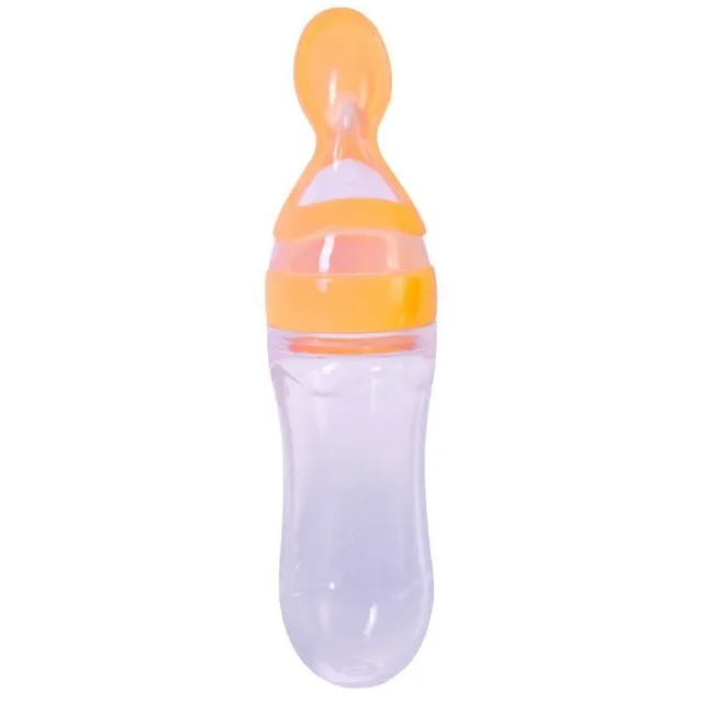 Baby feeding bottle with silicone spoon - dropper