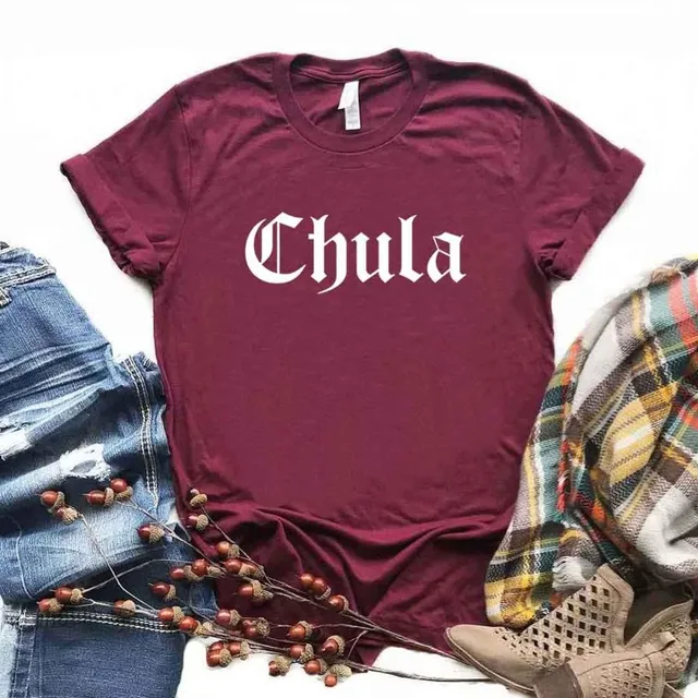 Damska nowoczesna luksusowa koszulka z napisem Chula
