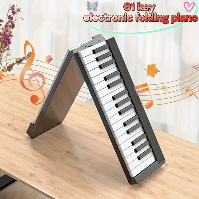 Compact smart piano with 61 keys - online music teaching, external audio and headphones, standard size, LED display, USB