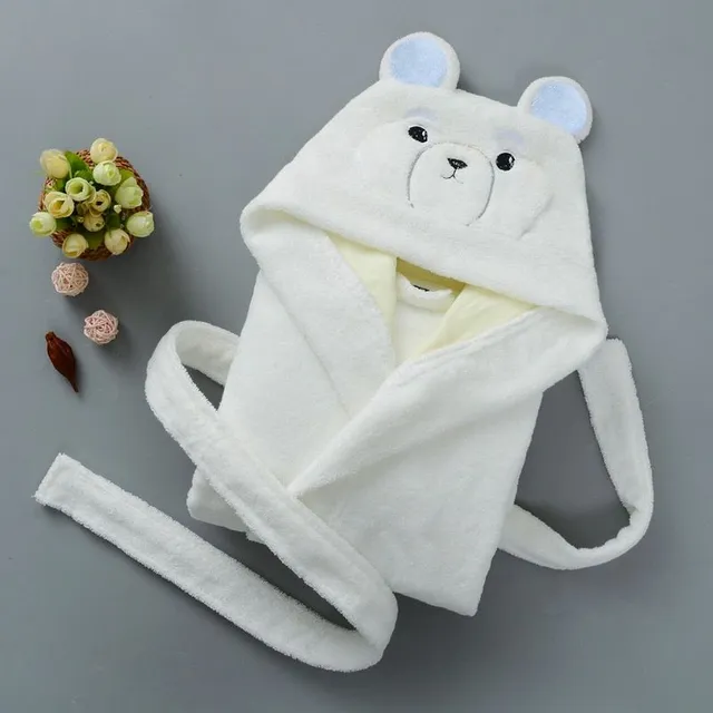 Baby soft robe with cute ears on Jodie's hood