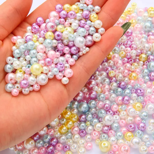 150pcs/Packaging Mix Sizes 3/4/5/6/8mm Beads With Hole Colorful Pearls Round acrylic Imitation Pearl DIY For Jewelry &amp; Handmade Work