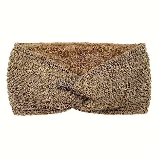 Fashion knitted headband with cross pattern - warm, soft, protects ears from cold