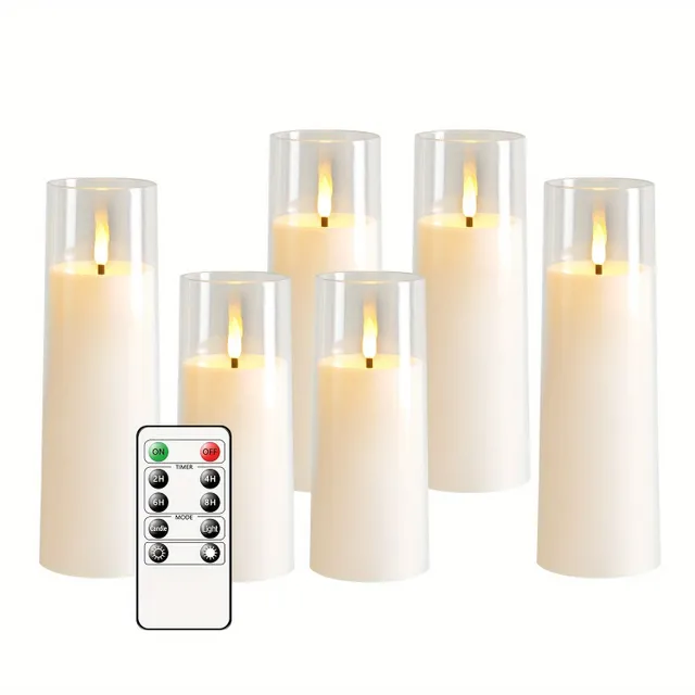 Dancing flames without risk: LED candle with remote control and timer (white) (d2.3"x5"5"6"7") - Christmas, Halloween, wedding