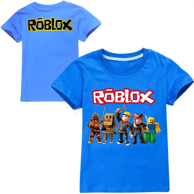 Stylové dětské jednobarevné tričko s krátkým rukávem a potiskem postav ze hry ROBLOX