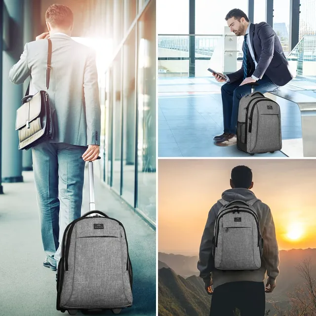 Backpack with wheels, waterproof, for travel, with pocket for laptop