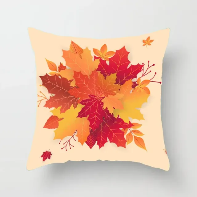 Pillow coating with motive of red maple leaf for decoration of office and home car