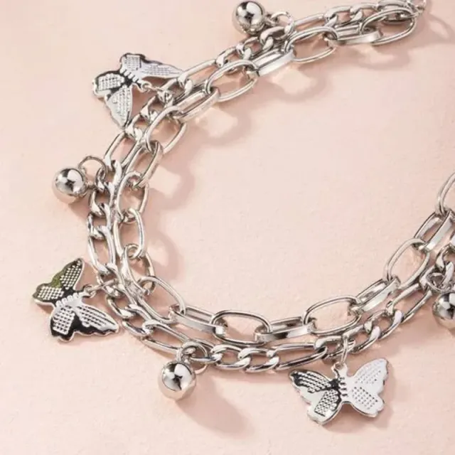 Butterfly bracelet female layered girl tassel fashion collarbone chain lady party European zinc alloy necklaces