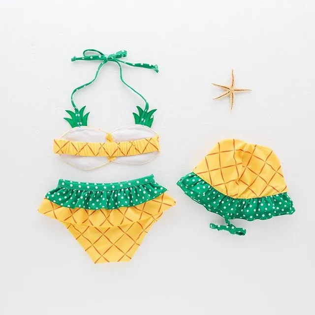 Set bikini pentru fetițe cu căciuliță de baie