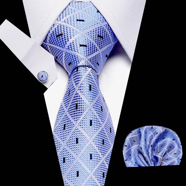 Set de afaceri pentru bărbați cu un model de modă - cravată, batistă și buton de manșetă