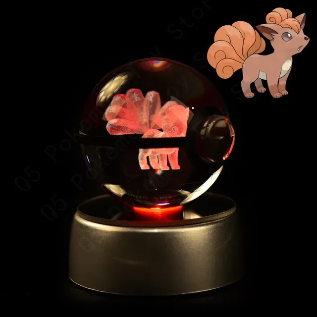 Aranyos Pokéball alakú 3D asztali lámpa Pokémon motívummal