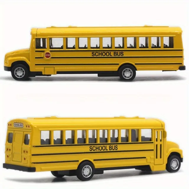 Metal model of school bus 14 cm - big toy in autumn and Christmas