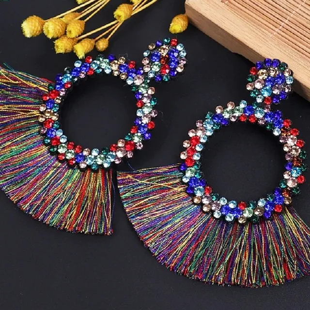 Women's hanger earrings with tassel G580