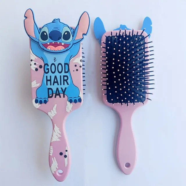 Luxury stylish wide hair brush with popular Disney motif Minnie and Stitch Bernice