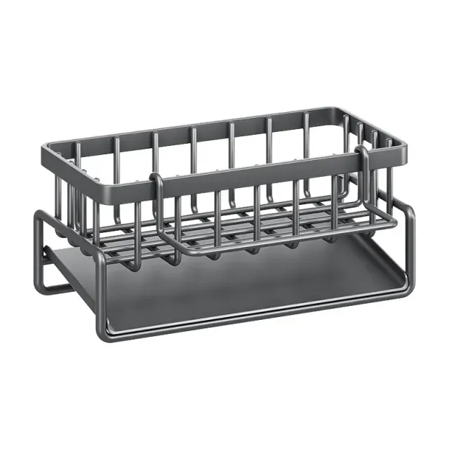 Stainless steel sink organizer with automatic drain and soap holder