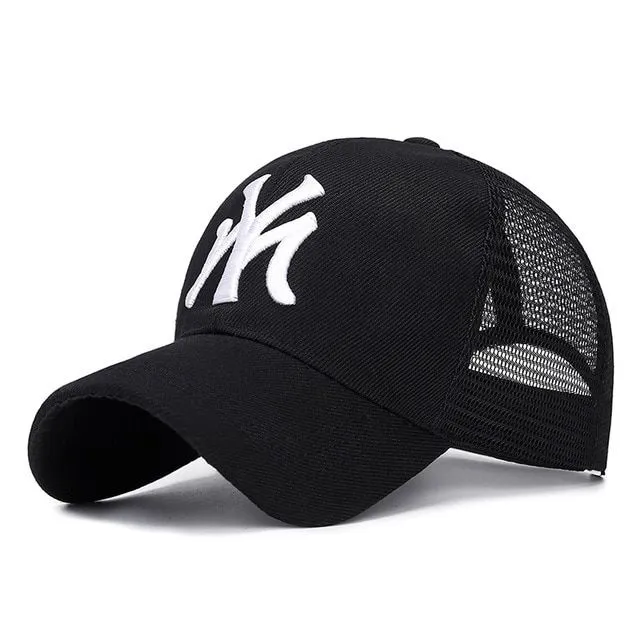 Unisex modern cap with NY patch net-black-white