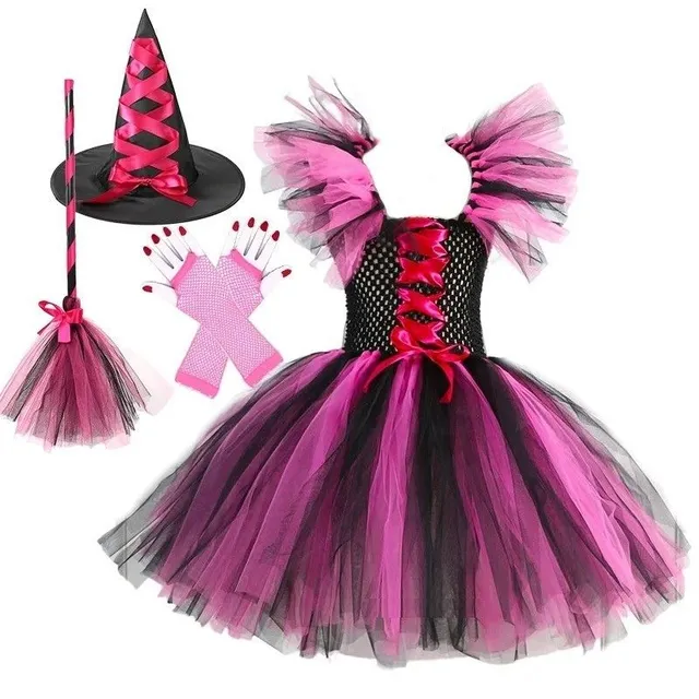 Girl's witch costume with hat and accessories Halloween costume Witch costume for girls Carnival costume