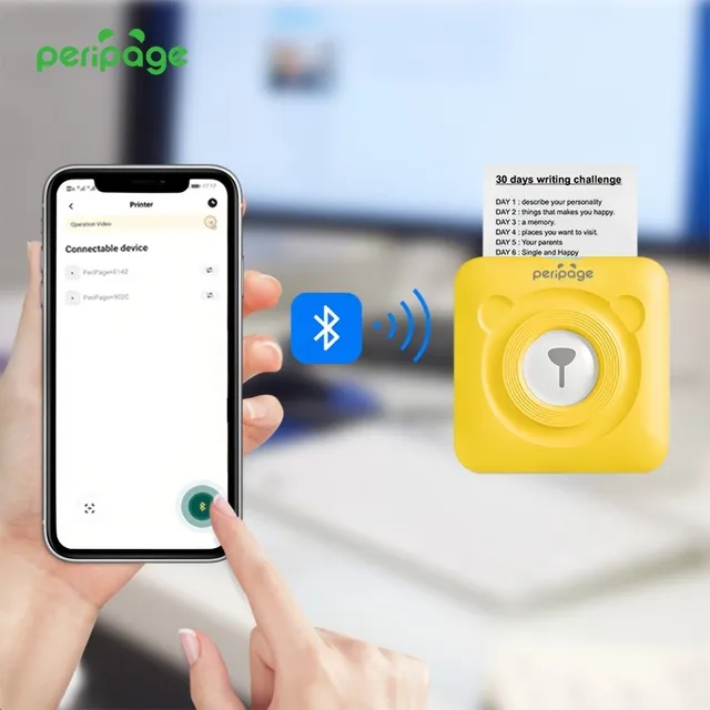 Pocket Thermoprinter PeriPage A6 Mini - wireless, labels, stickers, notes and photos with BT and USB connection, resolution 304 DPI