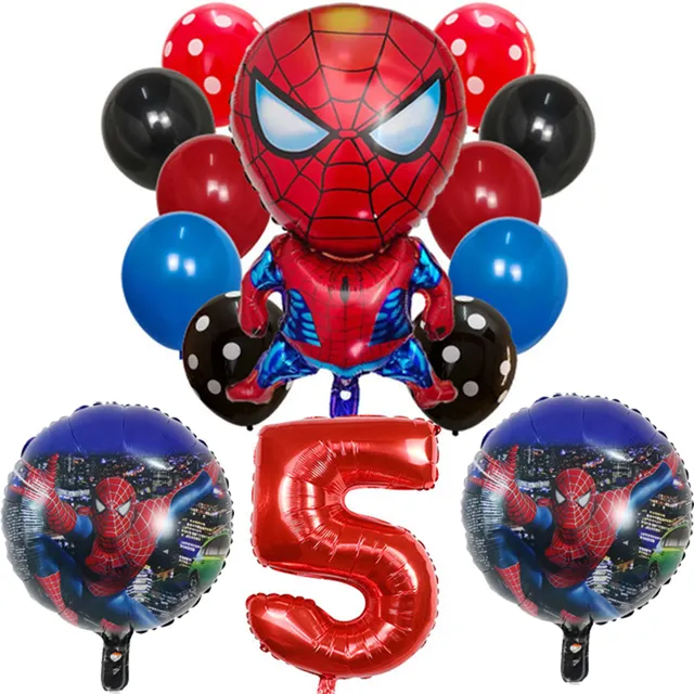 Zestaw nadmuchiwanych balonów z numerem i superbohaterem Spidermanem