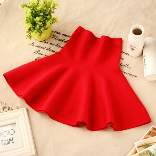 Luxusní dívčí sukně s vysokým pasem - červená