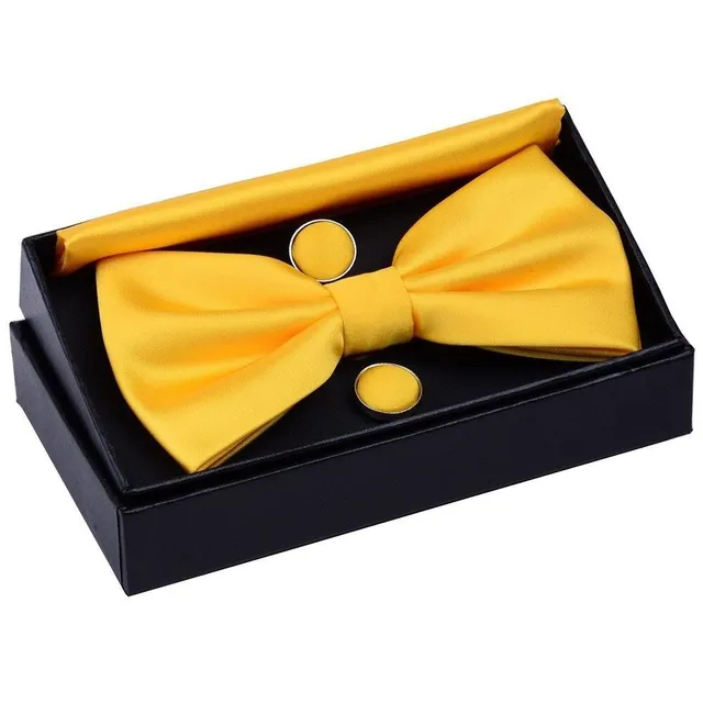 Men's bow tie, handkerchief and cuff links Augustine