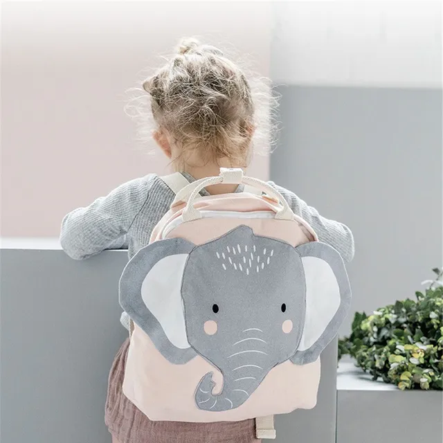 Cute travel fabric baby backpack with animal applique