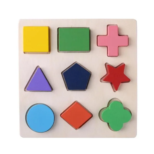 Drewniana łamigłówka dla dzieci Montessori - geometryczne kształty