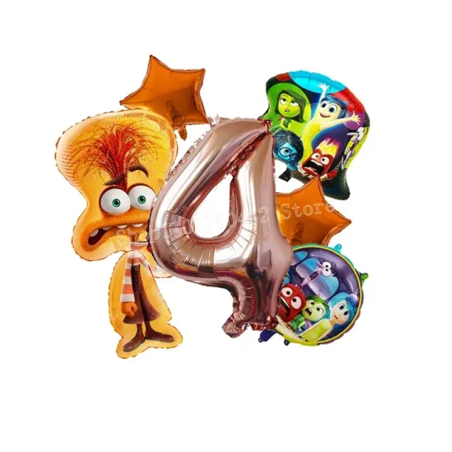 Ensemble de ballons d'anniversaire en aluminium avec numéro - personnages du film Vice-Versa 2