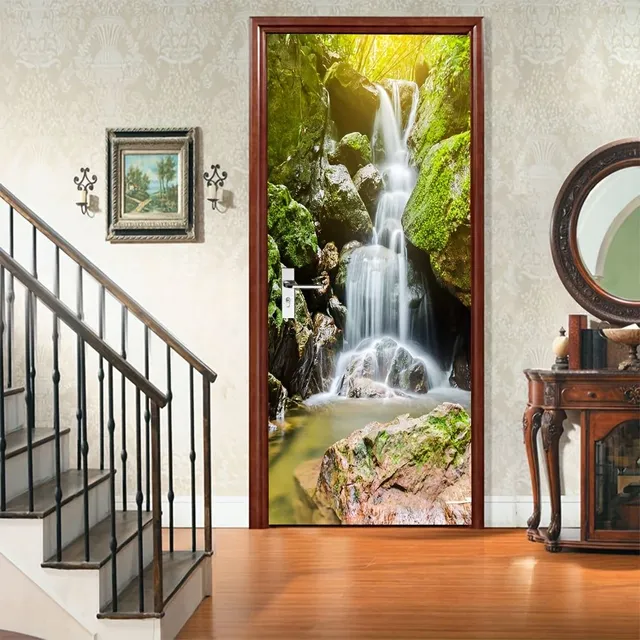 Beautiful 3D waterfalls made of stone tiles - Hanging door decoration