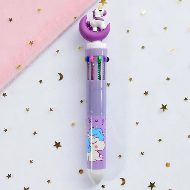 Girls school multicolour pen with Rainbow motif