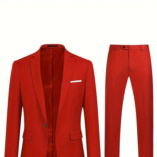 Formal men's suit 1 button jacket + pants for business dinner, wedding, party