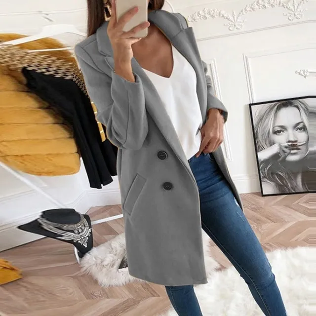 Ladies luxury coat Anna grey l