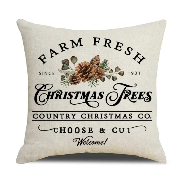 Christmas pillowcase with simple printing - linen pillowcase