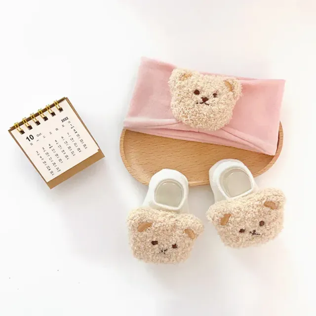 Baby socks with headband - set of 2 pieces with cute teddy bear