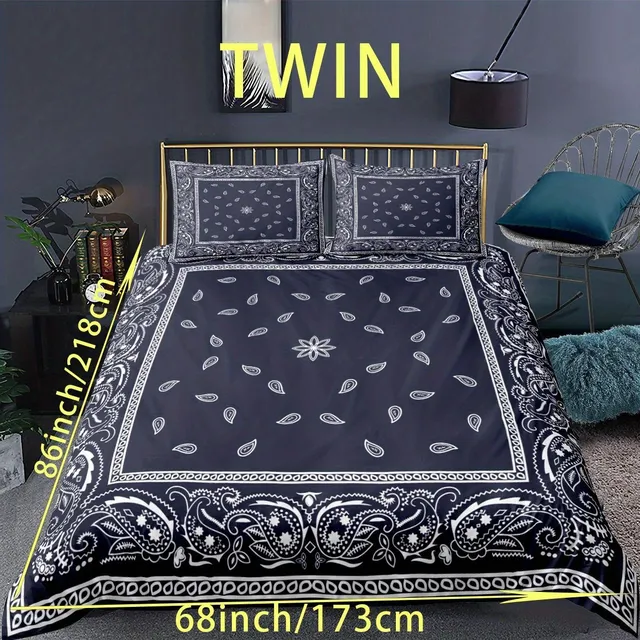 Luxusné manželské posteľné prádlo s kašmírovými kvetinovými vzormi v paisley a bandane