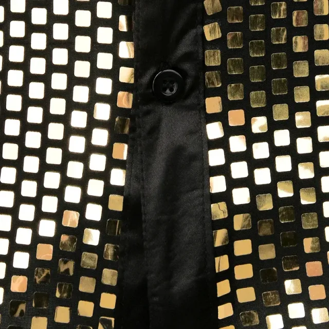 Men's silk shirt with shiny sequins, long sleeves and suitable for social events