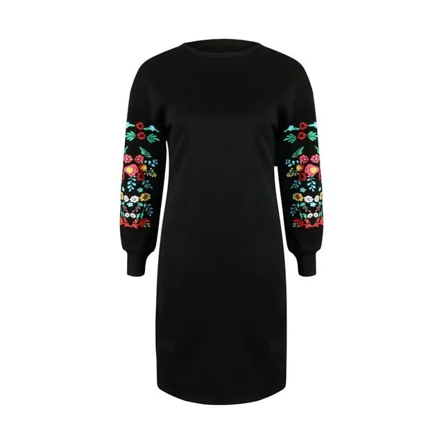 Women's mini dress with floral embroidery