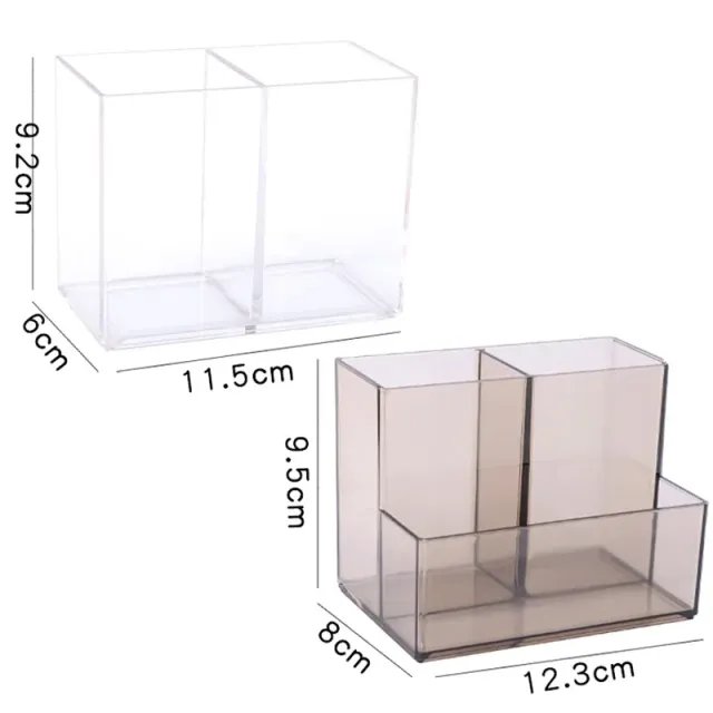 Transparent acrylic square pencil stand with multiple compartments