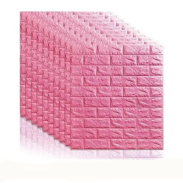 3D wallpaper on the wall / bricks rose-red 77x70x0-65-cm