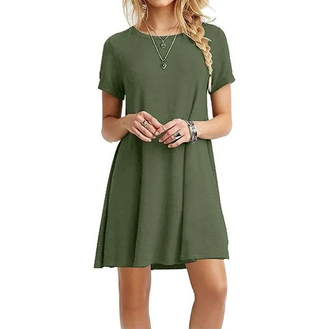 Elegant ladies dress above the knee with short sleeves