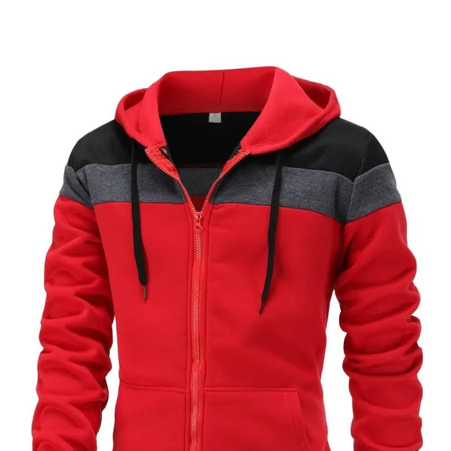 Men's colourful zipped hoodie with hood, zip and drawstring