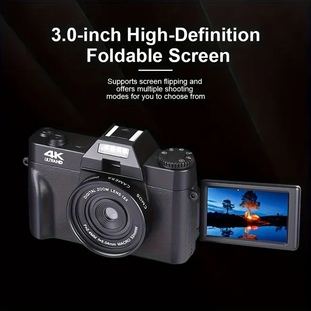 Recording Videos From Digital Camera 4K HD, 3-inch Double-sided HD Display With WiFi, 16x Zoom, Selfie Shooting, Fully Automatic Focus, Live Streaming Videos, Capture Every Beautiful Image, Perfect Choice For Photographers, Choice For Christmas New Year's