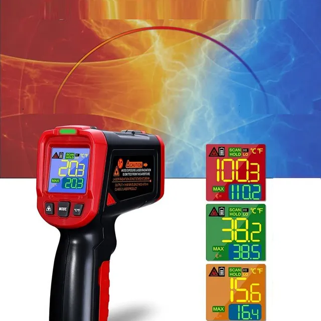 Change home repairs and cooking with our patented infrared thermometer: -58 °F to 1022 °F (-50 °C to 550 °C)