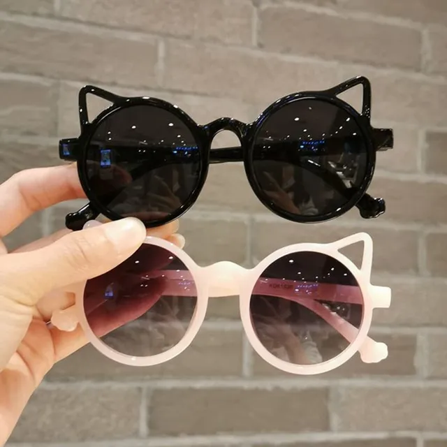 Stylové dětské kulaté sluneční brýle s kočičími oušky - různé barvy Shandiin