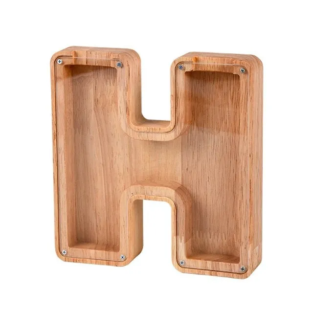 Luxury wooden letter-shaped cash box with glass front