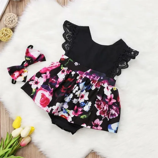 Elegant baby dress with floral skirt