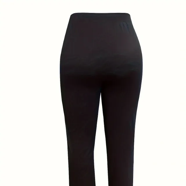 Elegant high-waisted trousers - elasticated waist, slightly stretchy, straight legs, with pockets