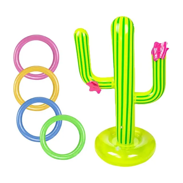 Inflatable cactus in the pool for throwing rings